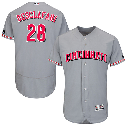 Reds #28 Anthony DeSclafani Grey Flexbase Authentic Collection Stitched MLB Jersey